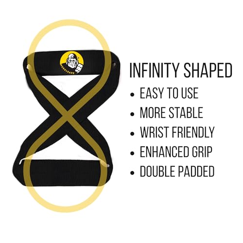 Muscleape Weight Lifting Straps with Padded Cuff for Gym Workout Deadlift,Powerlifting and Fitness Strength Training (figure 8 straps, Strong straps, anti-skid straps). Improve Bar Grip & Lift Heavier. - Image 5