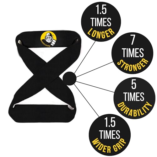 Muscleape Weight Lifting Straps with Padded Cuff for Gym Workout Deadlift,Powerlifting and Fitness Strength Training (figure 8 straps, Strong straps, anti-skid straps). Improve Bar Grip & Lift Heavier. - Image 2