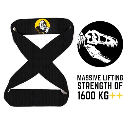 Muscleape Weight Lifting Straps with Padded Cuff for Gym Workout Deadlift,Powerlifting and Fitness Strength Training (figure 8 straps, Strong straps, anti-skid straps). Improve Bar Grip & Lift Heavier. - Image 3