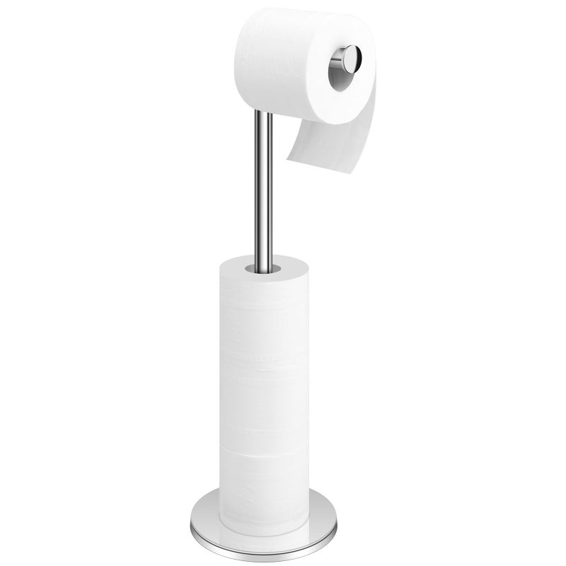 TACGEA Toilet Paper Holder Stand  Bathroom Toilet Paper Roll Holder Stainless Steel  Storage for 4 Rolls of Toilet Tissue  Sliver - Image 1