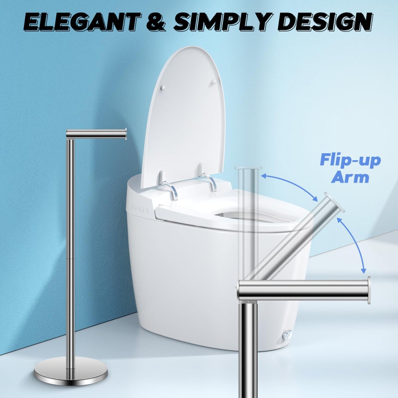 TACGEA Toilet Paper Holder Stand  Bathroom Toilet Paper Roll Holder Stainless Steel  Storage for 4 Rolls of Toilet Tissue  Sliver - Image 3