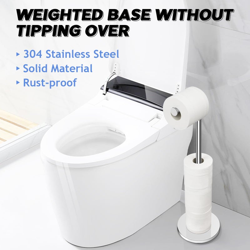 TACGEA Toilet Paper Holder Stand  Bathroom Toilet Paper Roll Holder Stainless Steel  Storage for 4 Rolls of Toilet Tissue  Sliver - Image 5