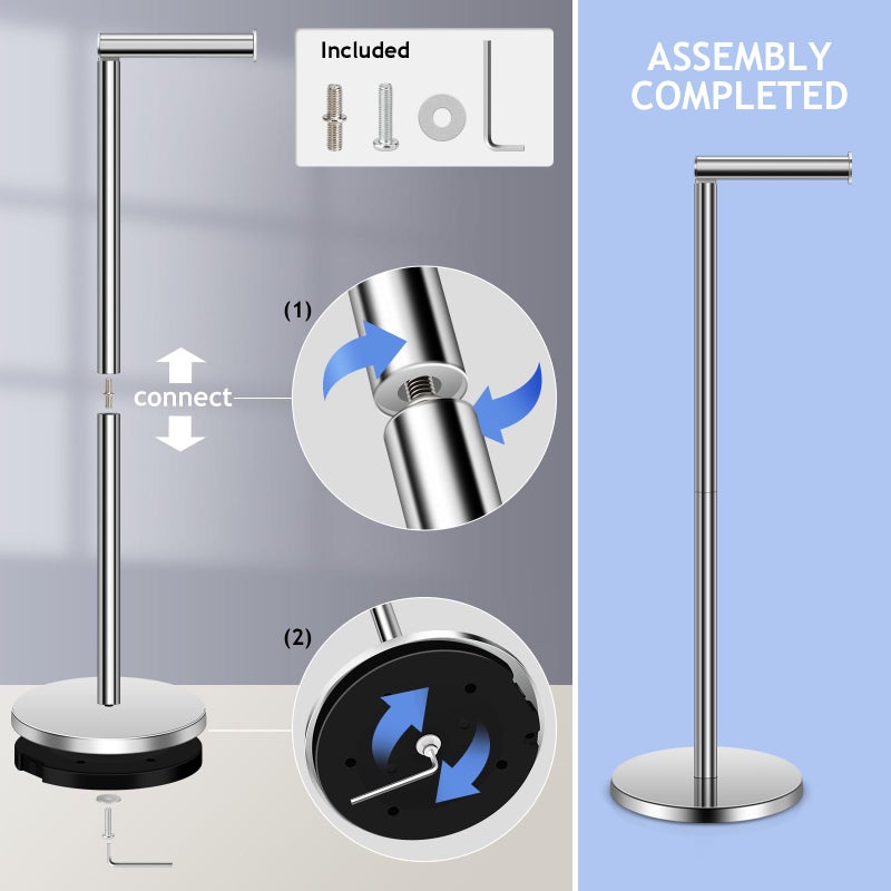 TACGEA Toilet Paper Holder Stand  Bathroom Toilet Paper Roll Holder Stainless Steel  Storage for 4 Rolls of Toilet Tissue  Sliver - Image 4