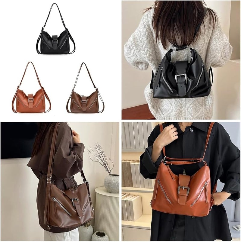 Large Capacity Retro Women Shoulder Bag Crossbody Backpack Handbag for Everyday Commuting - Image 3