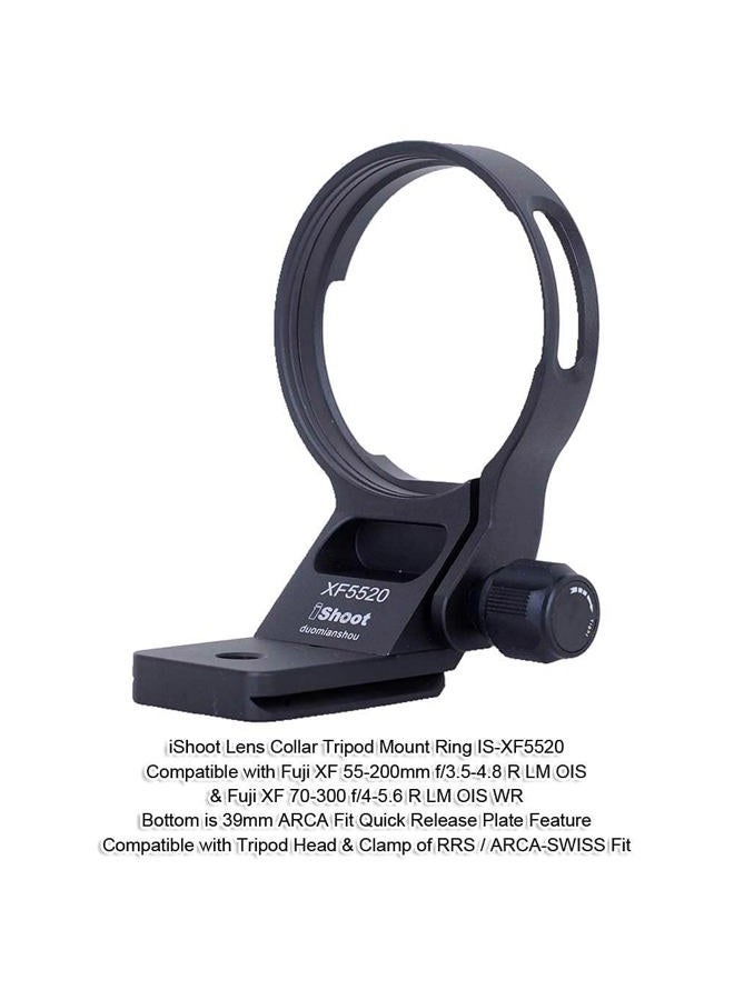 iShoot Tripod Mount Ring Lens Collar IS-XF5520 Compatible with Fuji XF 70-300 f/4-5.6 R LM OIS WR & Fujifilm XF 55-200mm f/3.5-4.8 R LM OIS, Lens Support w/Arca-Swiss Fit Quick Release Plate Dovetail - Image 2