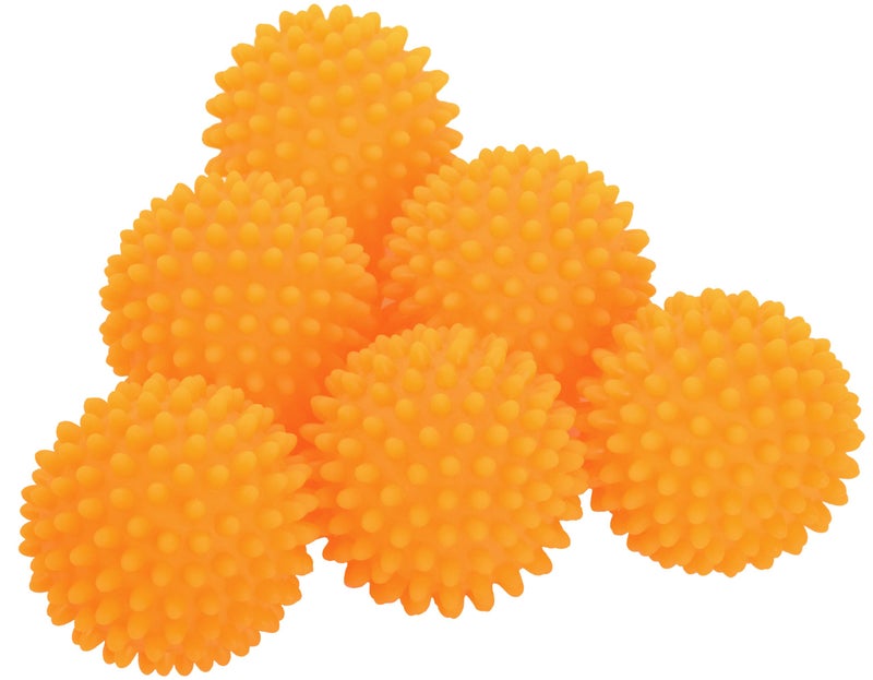 S&T INC. Reusable Plastic Dryer Balls, Fabric Softener for Laundry, Orange, 2.5 in, 6 Pack - Image 1