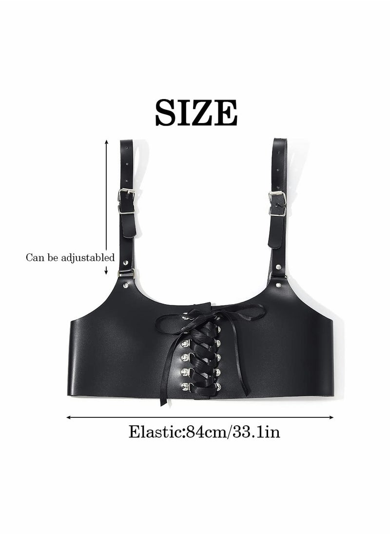 SYOSI - Leather Wide Waist Belt Women Tied Cinch Underbust Corset Belts  Punk Harness Waist Strap for Dresses Costume Rave Body Accessory - Image 1