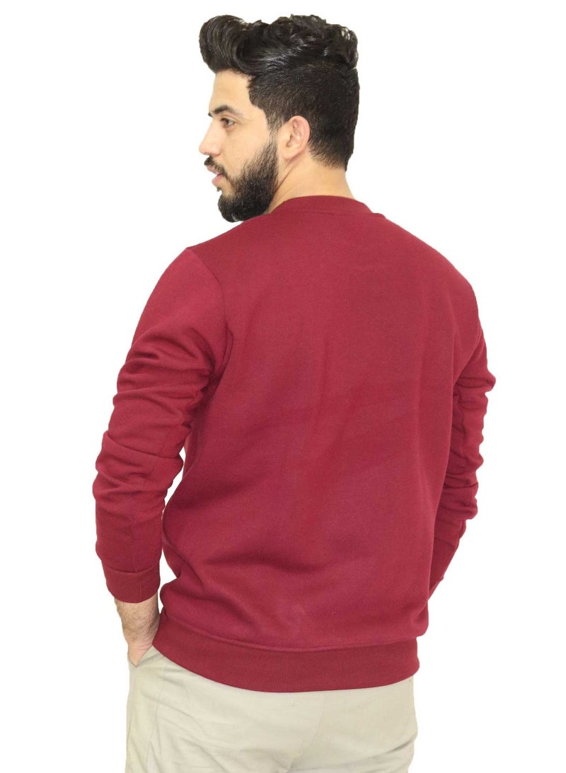 OneHand Basic Casual Sweatshirt Cotton - Burgundy - Image 3
