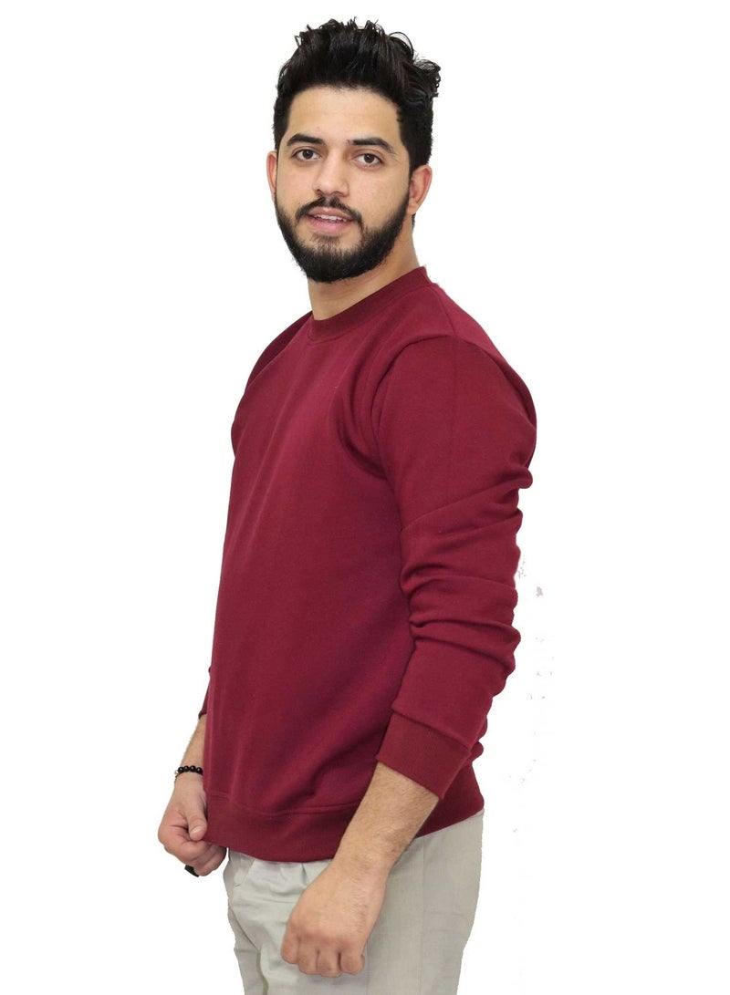 OneHand Basic Casual Sweatshirt Cotton - Burgundy - Image 2