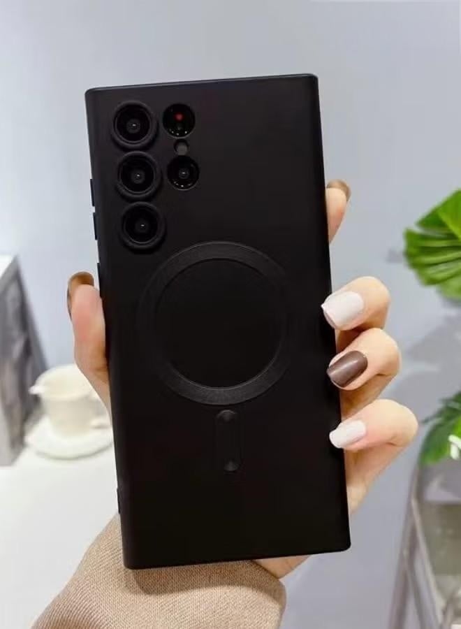 جراب مغناطيسي شفاف لهاتف Samsung Galaxy S25 Ultra مع واقي لعدسة الكاميرا متوافق مع Magsafe، جراب مقاوم للصدمات من مادة TPU الناعمة المطلية بالكهرباء، امتصاص مغناطيسي، شحن لاسلكي، غلاف ناعم - Image 2