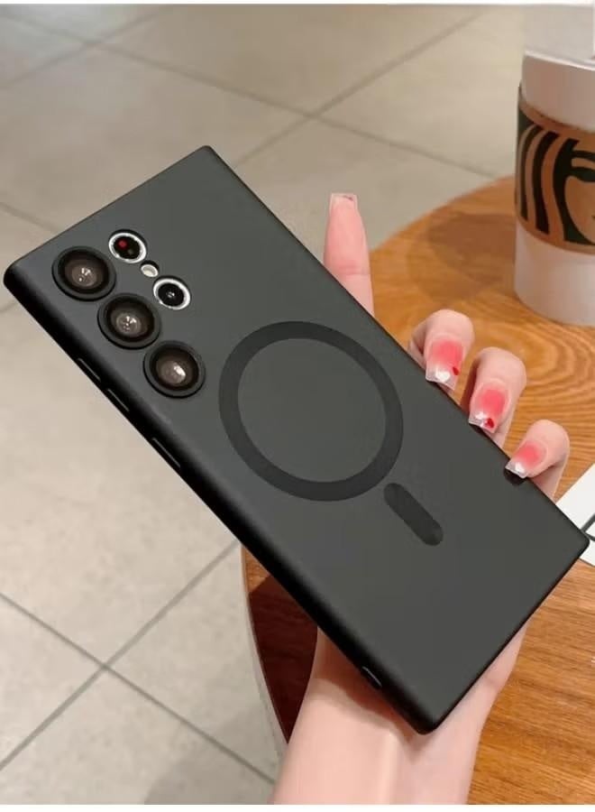 جراب مغناطيسي شفاف لهاتف Samsung Galaxy S25 Ultra مع واقي لعدسة الكاميرا متوافق مع Magsafe، جراب مقاوم للصدمات من مادة TPU الناعمة المطلية بالكهرباء، امتصاص مغناطيسي، شحن لاسلكي، غلاف ناعم - Image 4