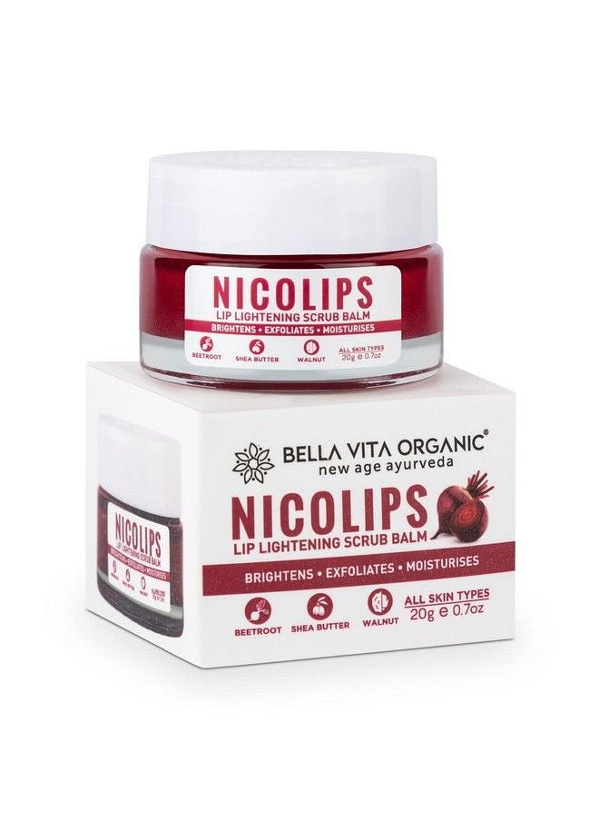 Bella Vita Organic - Nicolips Lip Scrub Balm Brightening Dark Lips For Men And Women Dry Lips Smoker Chapped Lip & Lipstick Stains Removal Lipcare 20 G - Image 1