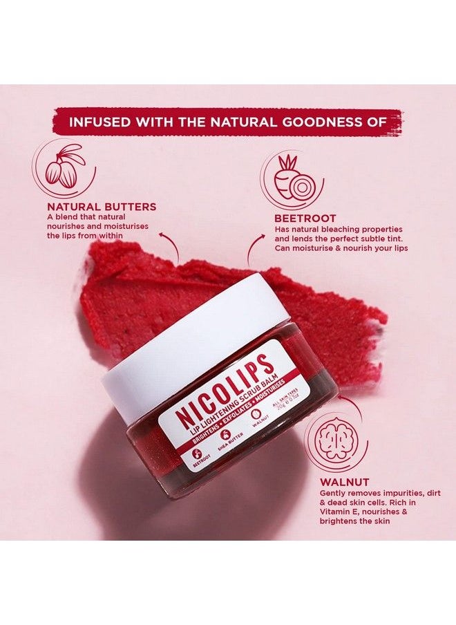 Bella Vita Organic - Nicolips Lip Scrub Balm Brightening Dark Lips For Men And Women Dry Lips Smoker Chapped Lip & Lipstick Stains Removal Lipcare 20 G - Image 1