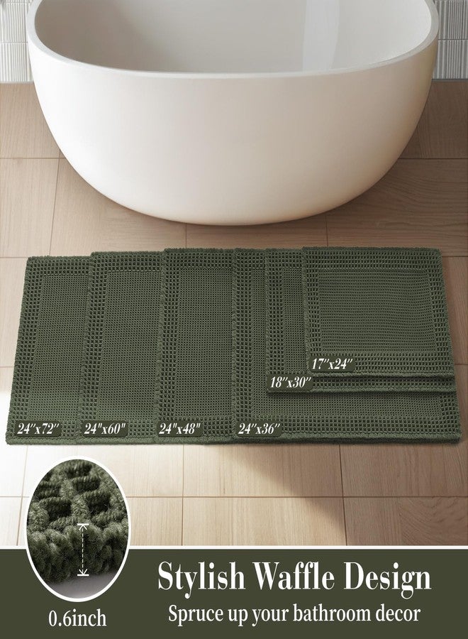 RESARE Waffle Bathroom Runner Rugs, Super Absorbent Bath Mat Non Slip Washable Quick Dry, Upgraded Ultra Soft Boho Bath Rugs with Tassels for Hallway Bedroom Laundry Room, 2'x6'(24"x72"), Green - Image 5