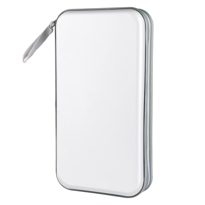 CD Case Siveit DVD Case Holder 96 Capacity Hard Plastic CD DVD Disc Cases Storage Binder Wallet for Car Home Office Travel White