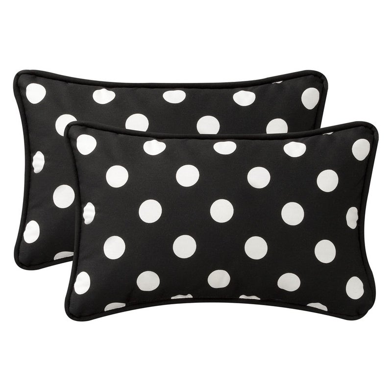 Pillow Perfect OutdoorIndoor Polka Dot Black Lumbar Pillows 115 x 185 Pack of 2