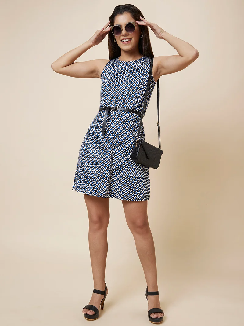 Women Ethnic Motifs Printed A-Line Mini Dress