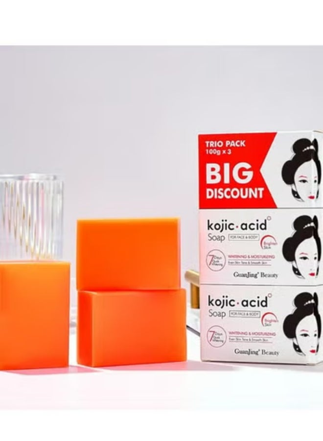 GUANJING Whitening Kojic Acid Soap 100 g * 3 Pcs