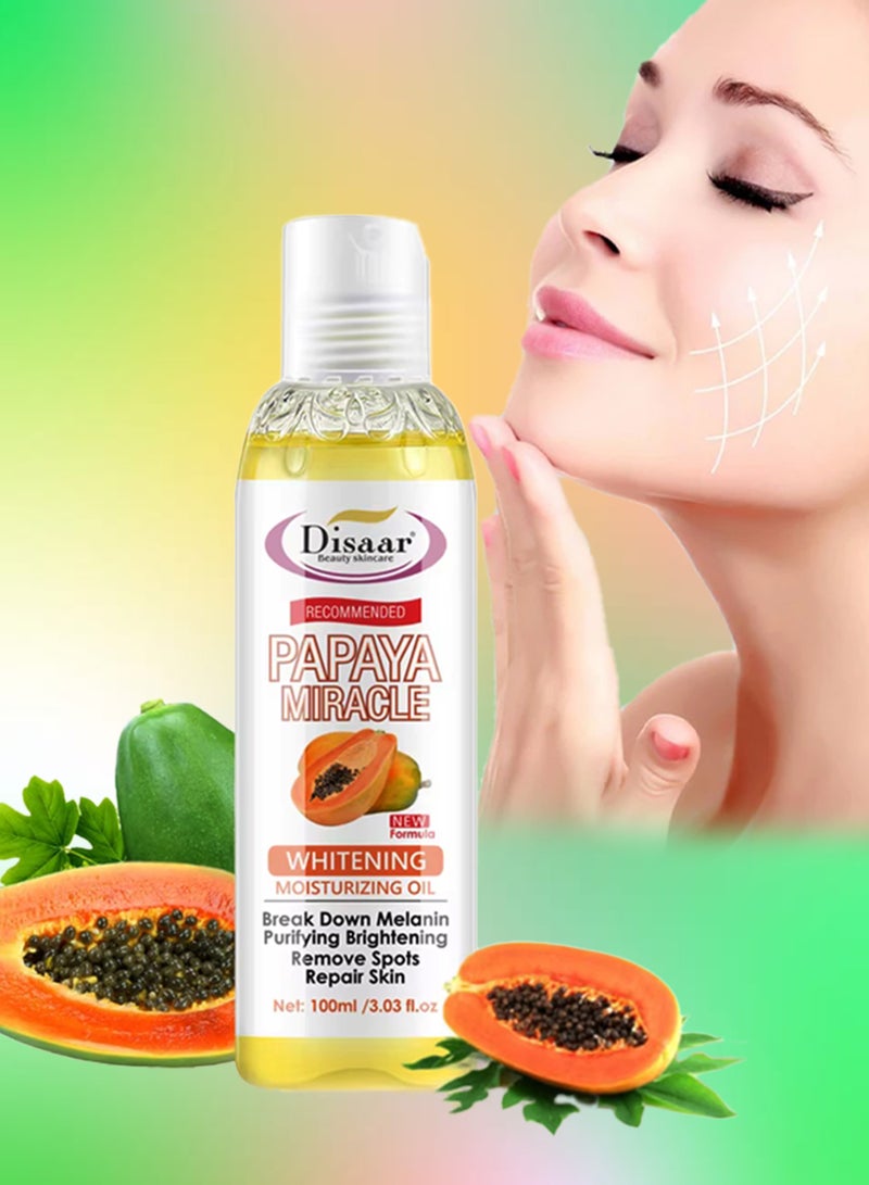 Disaar زيت البابايا المعجزة للتفتيح والترطيب 100 مل للوجه والجسم - Image 1