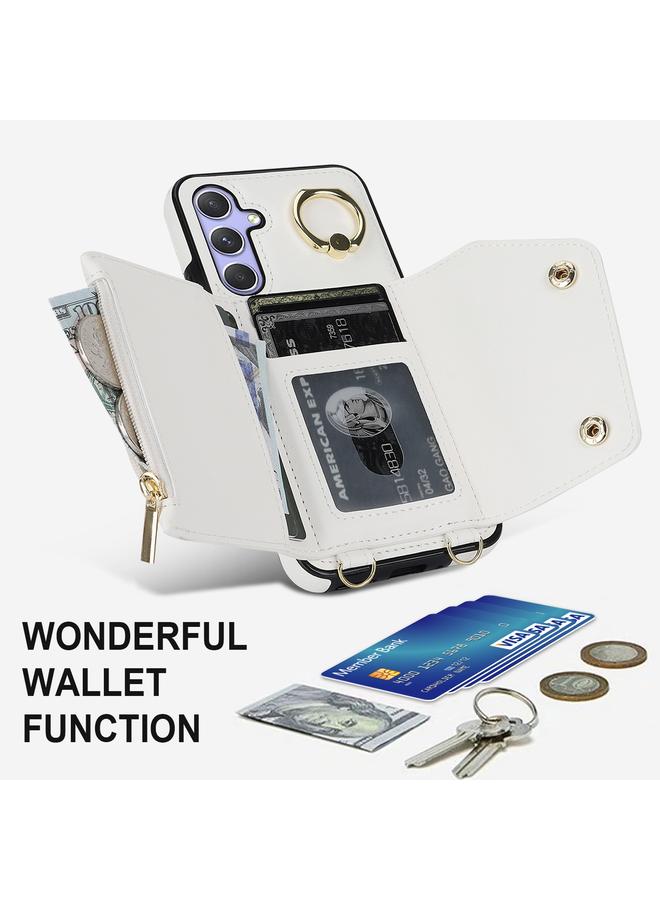 S-TOP Case For Samsung Galaxy A14 5G / 4G Zipper Card Bag Phone Case with Dual Lanyard - Image 5