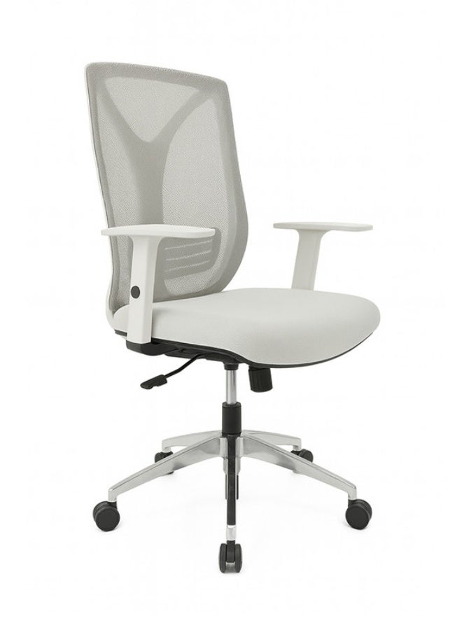 YI ONE Executive Office Chair S738 – Mesh Computer Chair with Ergonomic Low Back Design, Swivel Manager Chair with Height Adjustment, Adjustable Armrests, Wheels & Headrest, Grey, 66×66×110 cm - Image 1