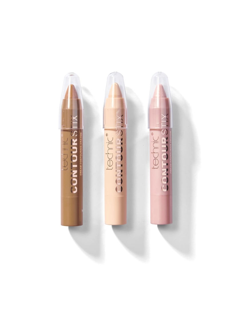 Technic Technic Contour Stix Cream Contour Set  Pack Of 3 Contouring Concealing and Highlighting Crayons  Ultra Creamy Formula To Shape Define and Sculpt 