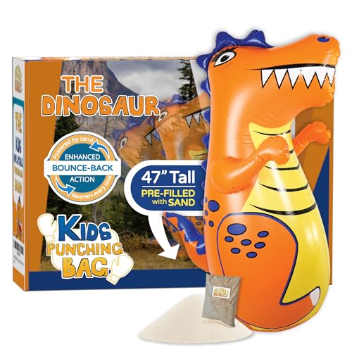 INFLATABLE DUDES Dinosaur Toy 47 Inches Kids Punching Bag Already Filled with Sand TRex Bop Bag Inflatable Bopper Punching Bag for Kids Dinosaur Party Decorations Boxing Rex - Image 1