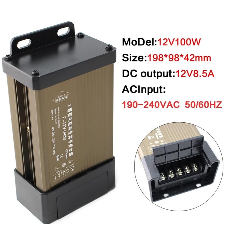 مصدر طاقة قابل للتحويل بجهود 5.5 و12 و24 فولت، تيار متردد (AC)، جهود خرج 5V و12V و24V، قدرات تتراوح بين 5A و8A و12.5A و16A و20A و25A و33A و40A و41.7A و60A و70A، مقاوم للماء (5V و40A و200W). - Image 3