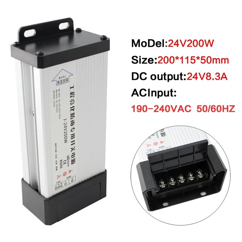 مصدر طاقة قابل للتحويل بجهود 5.5 و12 و24 فولت، تيار متردد (AC)، جهود خرج 5V و12V و24V، قدرات تتراوح بين 5A و8A و12.5A و16A و20A و25A و33A و40A و41.7A و60A و70A، مقاوم للماء (5V و40A و200W). - Image 5