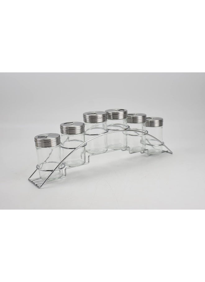 Orchid 6 Pieces Glass Spice Jar Set With Metal Rack  - Image 3