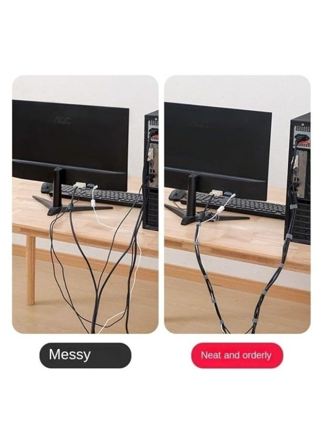 FALMER - Cable Organizer 4m Length x 2cm Width Adhesive Strips Flexible Reusable Cable Organizer for Computer, TV, Power and Other Cables - Image 1