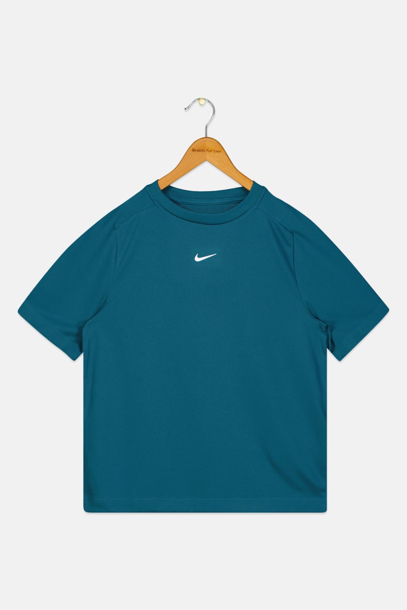 Nike ملابس رياضية للأطفال الأولاد قميص قصير الأكمام في الهواء الطلق، أخضر مائل إلى الأزرق - Image 1