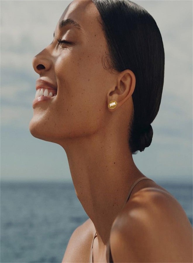 RLHRNDE 2 Pairs Classic Baseball Basketball Football Sports Stud Earrings Set for Sport Lover Elegant Cubic Zirconia Earrings Summer Sea Wave Beach Jewelry Mother's Day Gifts (American Football) - Image 3