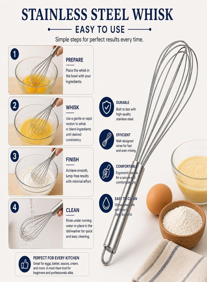 BAKERS PARDISE Bakers Paradise Whisker for Kitchen Stainless Steel Hand Blender for Egg Beating, Cake Making, Whisking, Mixing Batter, Coffee & Lassi | Mixer Hand Blender for Multiple Purpose-(8 Inch) - Image 5