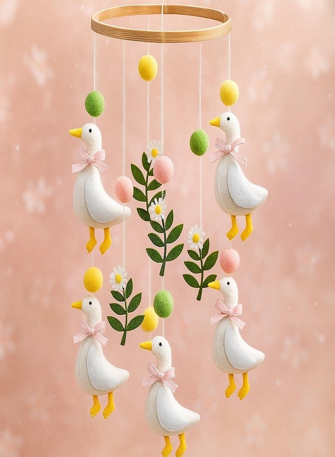 Vicenpal Silly Goose Baby Mobile for Crib Pink Nursery Decor Silly Goose Baby Stuff Felt Nursery Mobile for Girl Crib Neutral Wooden Handmade Hanging Decor - Image 1