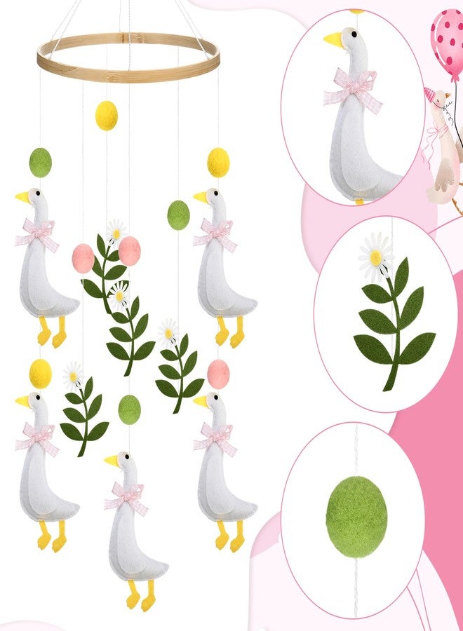 Vicenpal Silly Goose Baby Mobile for Crib Pink Nursery Decor Silly Goose Baby Stuff Felt Nursery Mobile for Girl Crib Neutral Wooden Handmade Hanging Decor - Image 4