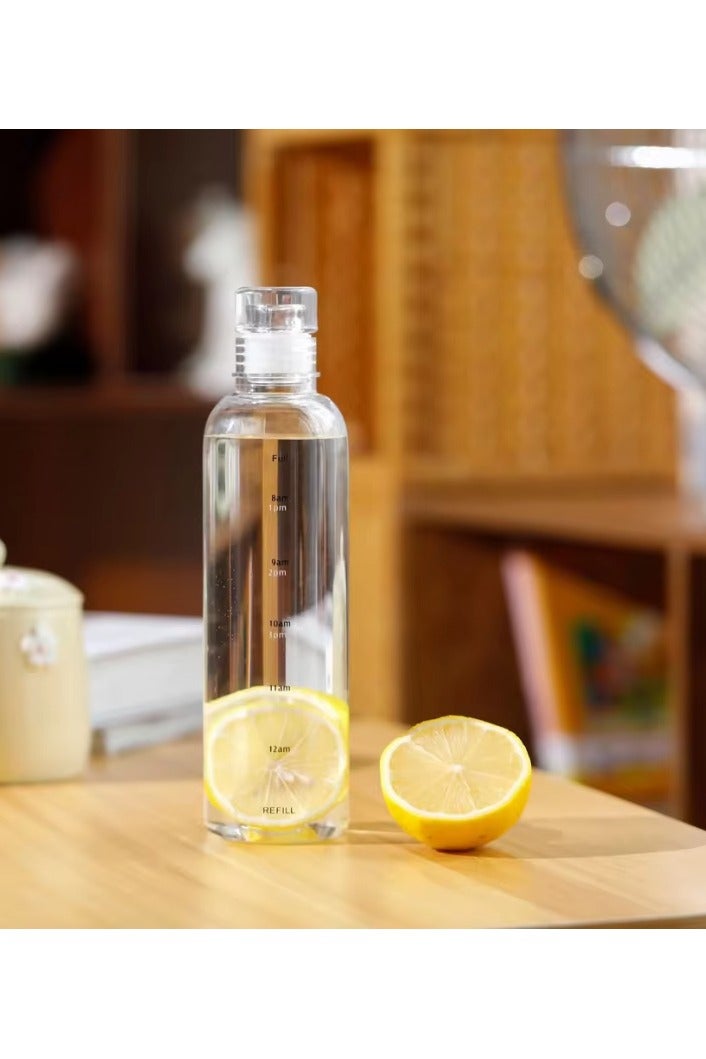 بلان A زجاجة مياه أكريليك شفافة سعة 500 مل مع غطاء محكم الإغلاق وعلامات وقت إبداعية، مقاومة للتسرب، مناسبة للماء والعصائر والحليب، تصميم أنيق وخفيف للحمل في المكتب والرياضة والسفر - Image 5