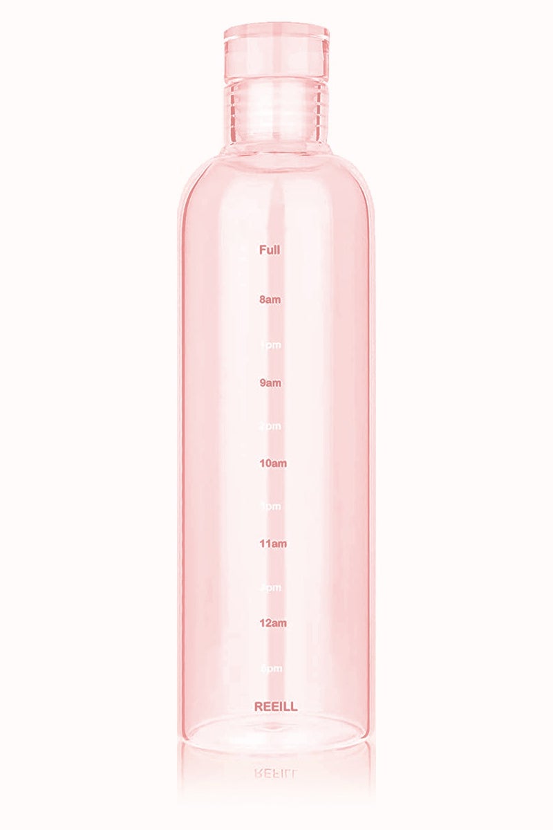 بلان A زجاجة مياه أكريليك شفافة سعة 500 مل مع غطاء محكم الإغلاق وعلامات وقت إبداعية، مقاومة للتسرب، مناسبة للماء والعصائر والحليب، تصميم أنيق وخفيف للحمل في المكتب والرياضة والسفر - Image 2