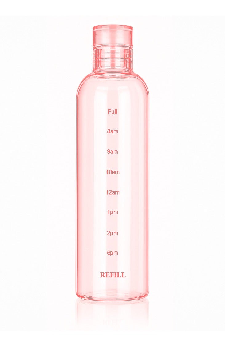 بلان A زجاجة مياه أكريليك شفافة سعة 500 مل مع غطاء محكم الإغلاق وعلامات وقت إبداعية، مقاومة للتسرب، مناسبة للماء والعصائر والحليب، تصميم أنيق وخفيف للحمل في المكتب والرياضة والسفر - Image 1