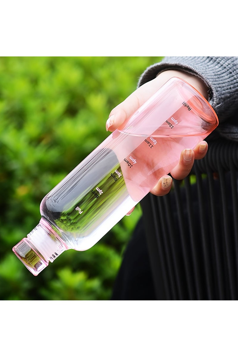 بلان A زجاجة مياه أكريليك شفافة سعة 500 مل مع غطاء محكم الإغلاق وعلامات وقت إبداعية، مقاومة للتسرب، مناسبة للماء والعصائر والحليب، تصميم أنيق وخفيف للحمل في المكتب والرياضة والسفر - Image 3