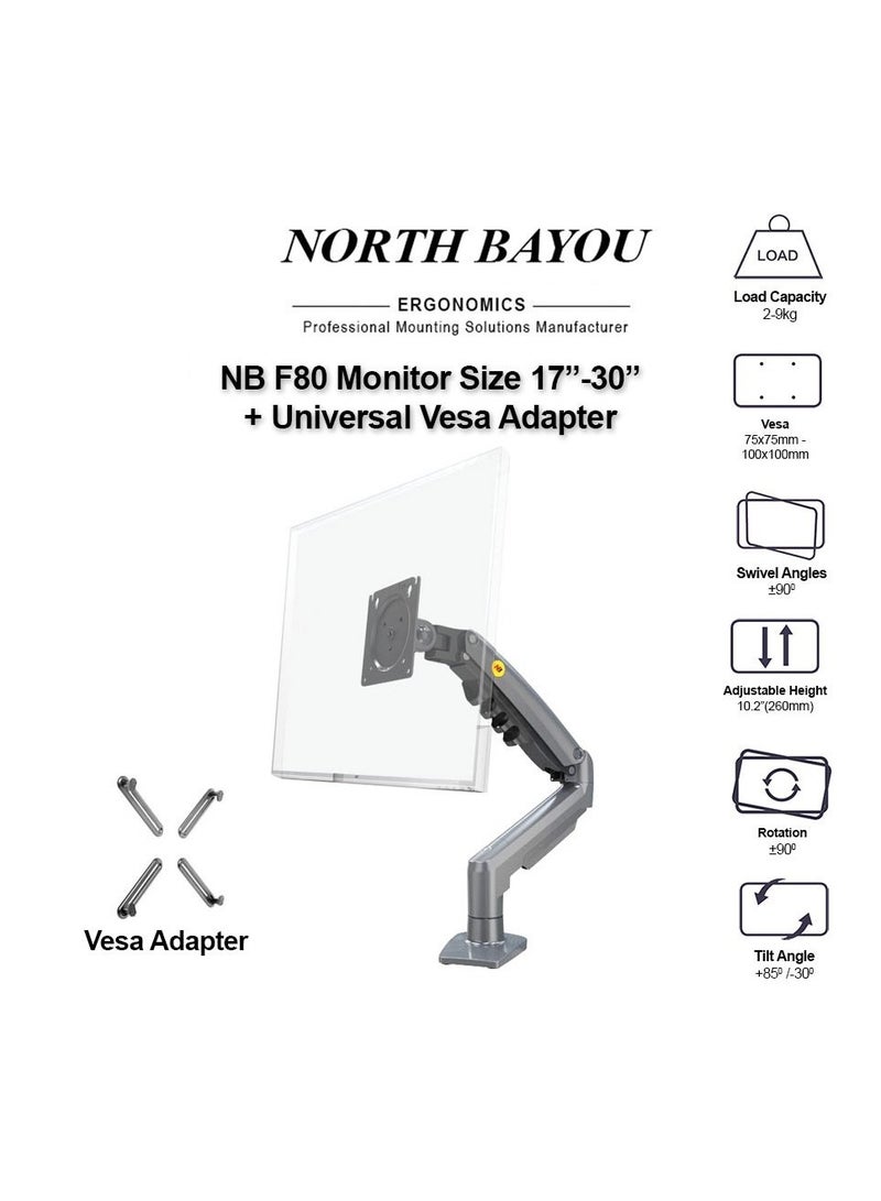 NB F80 Gas Strut Desktop Monitor Mount Support Size 17"-30" - Image 1