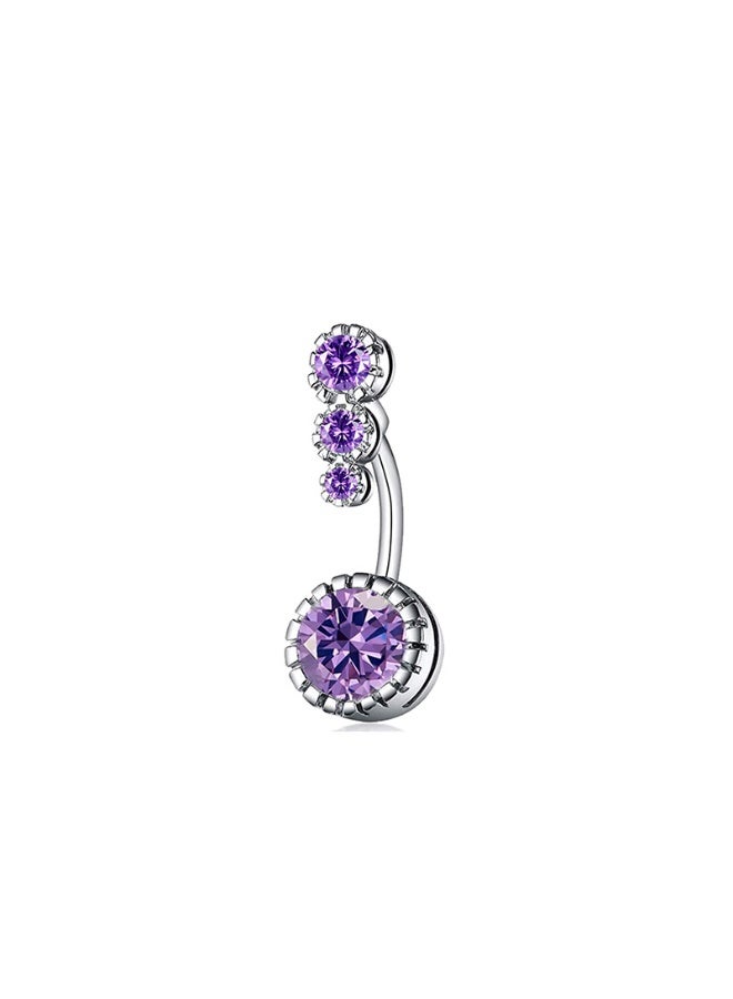 Innoshine Titanium Belly Piercing Button Rings,Fashionable Purple Zirconia Belly Piercing Jewelry Internally Threaded  Navel Button Ring  Medical Grade Hypoallergenic Body Piercing Jewelry for Sensitive Skin - Image 1