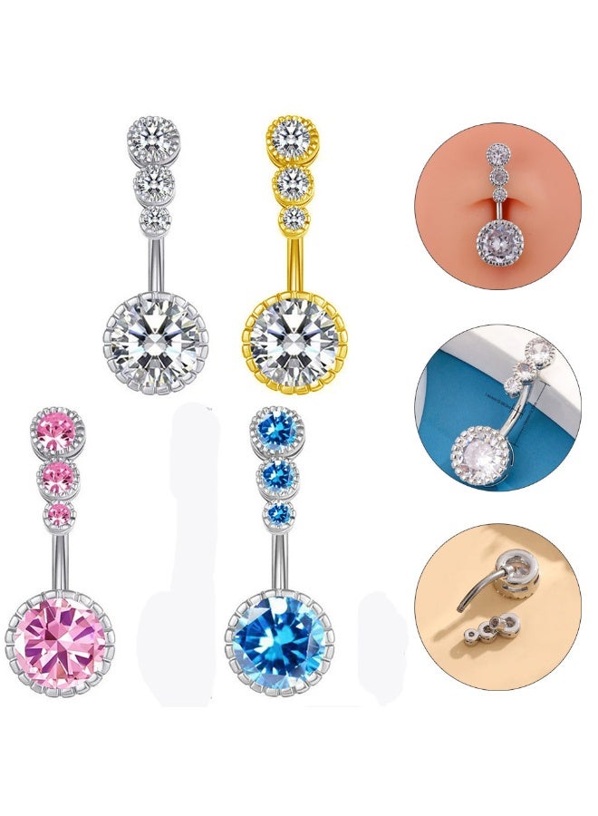 Innoshine Titanium Belly Piercing Button Rings,Fashionable Purple Zirconia Belly Piercing Jewelry Internally Threaded  Navel Button Ring  Medical Grade Hypoallergenic Body Piercing Jewelry for Sensitive Skin - Image 2