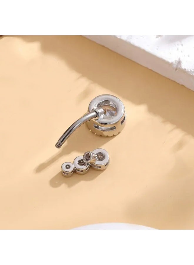 Innoshine Titanium Belly Piercing Button Rings,Fashionable Purple Zirconia Belly Piercing Jewelry Internally Threaded  Navel Button Ring  Medical Grade Hypoallergenic Body Piercing Jewelry for Sensitive Skin - Image 3