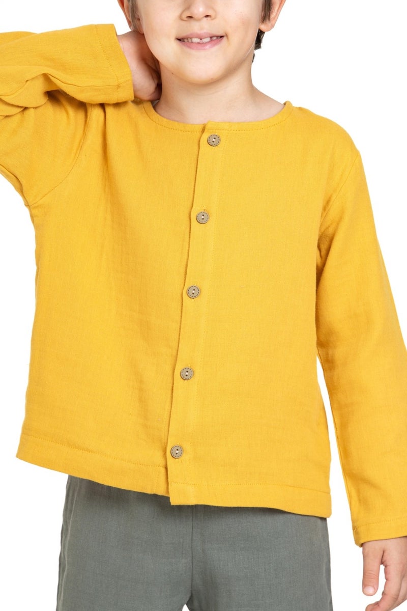 Zepkids Mustard Khaki Color Boy's Trouser Set with Shirt  - Image 2