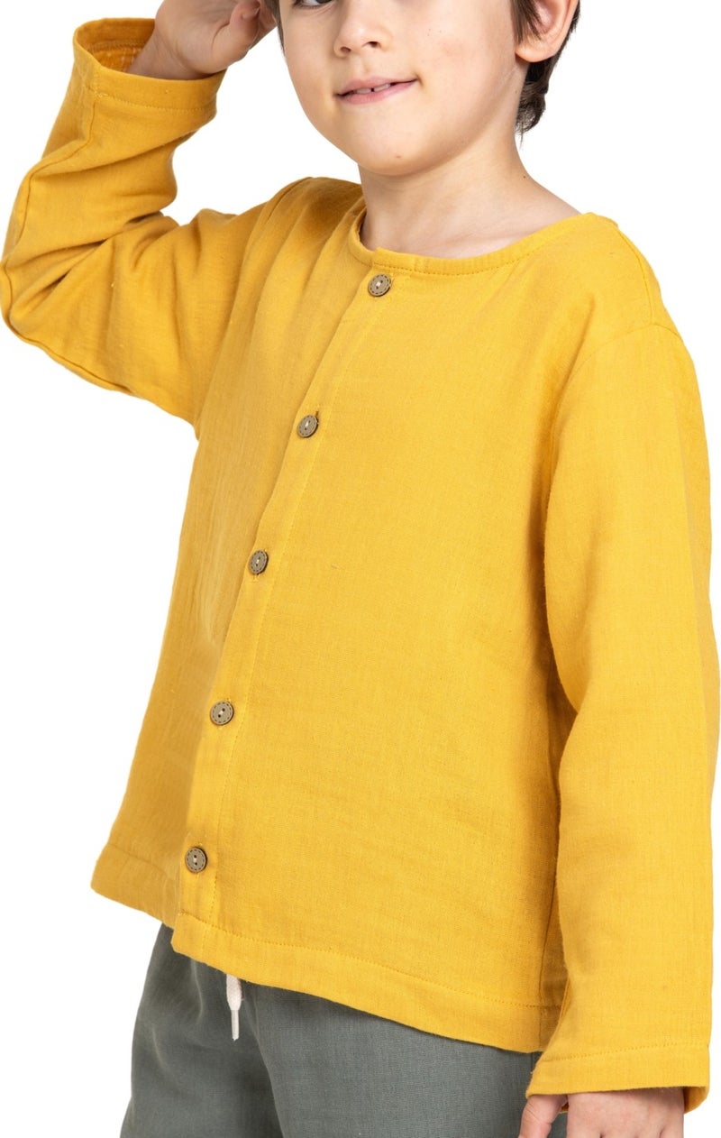 Zepkids Mustard Khaki Color Boy's Trouser Set with Shirt  - Image 5