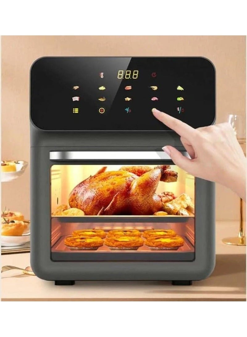 Denx Healthy Air Fryer Without Oil For Fry/Grill/Bake/Roast Capacity 12 Liters Power 1350 Watts - Black Color - Image 2