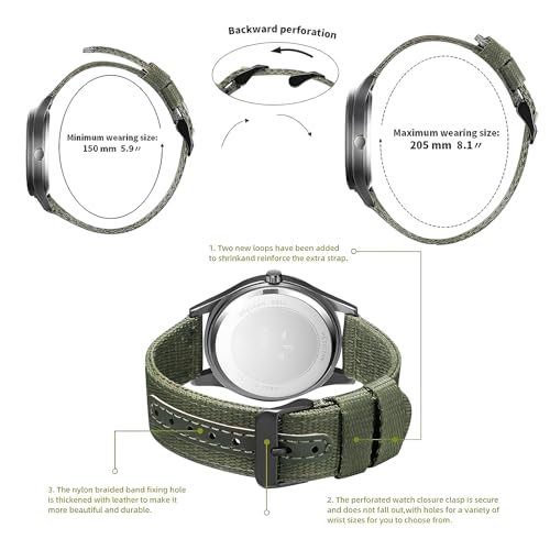 BOSHIYA Mens Outdoor SportsWork Waterproof Analogue Quartz Watches Minimalist Lightweight Nylon Imported Japanese Movement40mm Date Display Calendar - Image 3