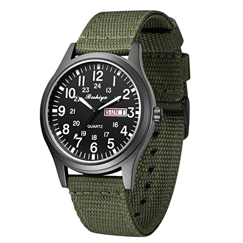 BOSHIYA Mens Outdoor SportsWork Waterproof Analogue Quartz Watches Minimalist Lightweight Nylon Imported Japanese Movement40mm Date Display Calendar - Image 1