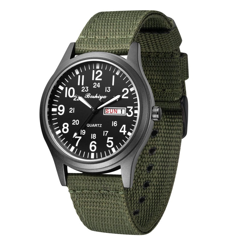 BOSHIYA Mens Outdoor SportsWork Waterproof Analogue Quartz Watches Minimalist Lightweight Nylon Imported Japanese Movement40mm Date Display Calendar - Image 2